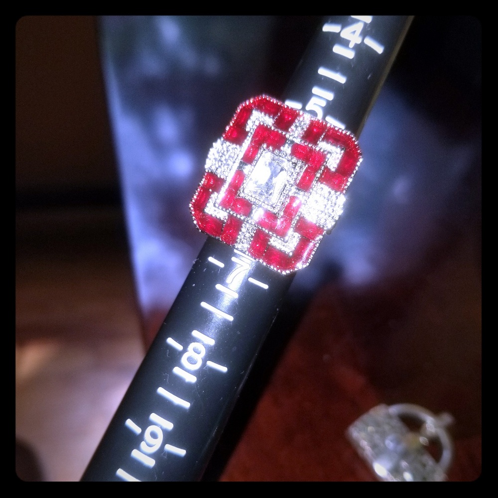 💥SALE 3 for $35💥Bold  Art Deco Ruby Ring